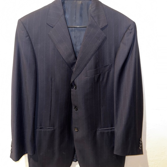 Iconic Ermenegildo Zegna Vintage Oversized Blazer - Navy Blue Pinstripe, Made in